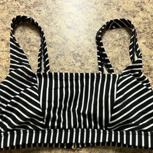 Kona Sol Bikini Top Striped Black and White